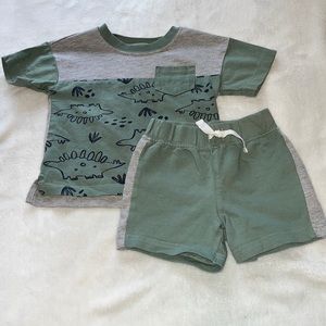 Carters. Green T-shirt and shorts set.